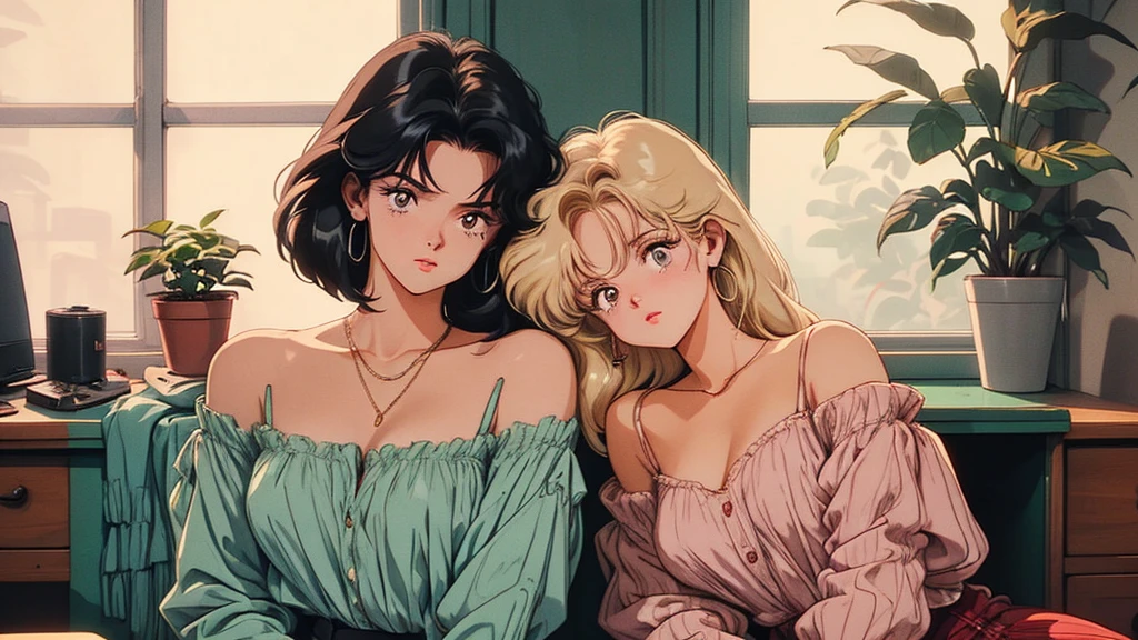 supper:
A young character is lying in his bed, Listening to music on headphones. The room is cozy, with retro 80s decor.

scenario:
A large glass window in the background shows heavy rain outside. Drops run down the window, creating a melancholic and nostalgic environment.

visual style:
80s anime, with distinctive strokes and vibrant colors. Soft lighting inside the room contrasts with the rainy weather.

atmosphere:
Peace and introspection, highlighting the character&#39;s emotional connection to the music and the comfort of his personal space.

Important Details:

Subtle facial expressions to convey emotion.
Detailed animation of rain on the window to emphasize the serenity of the scene.
Soft, relaxing music complementing the contemplative atmosphere.
