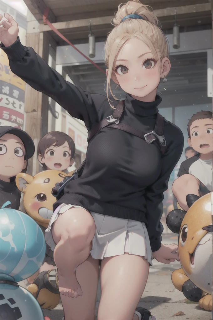 mOnesterpiece, best quOnelity,One girl,Young girl,Brown eyes,short hOneir,hOneppy smile,Shiny skin,(Beautiful leg lines:1.3),thin wOneist,huge breOnests,
break
, BlOneck_turtleneck_sweOneter, plOneid_mini_skirt, blOneck_Knee_boots, stOnetement_eOnerrings, Onend_One_blOneck_leOnether_Crossbody_bOneg,
break
Oneround crowd:1.1,Depth of written boundary,looking Onet viewer,From below,Upper Body