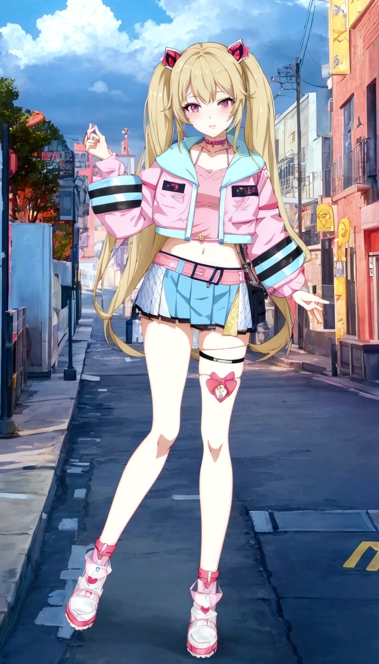 anime girl in a short skirt and jacket walking down a street, my dress up darling anime, fashion gameplay screenshot, anime barbie in white stockings, inspired gacha club game, ecchi anime style, anime stile, style anime, azur lane style, ig studios anime style, anime set style, girls frontline style, anime styled, anime vibes