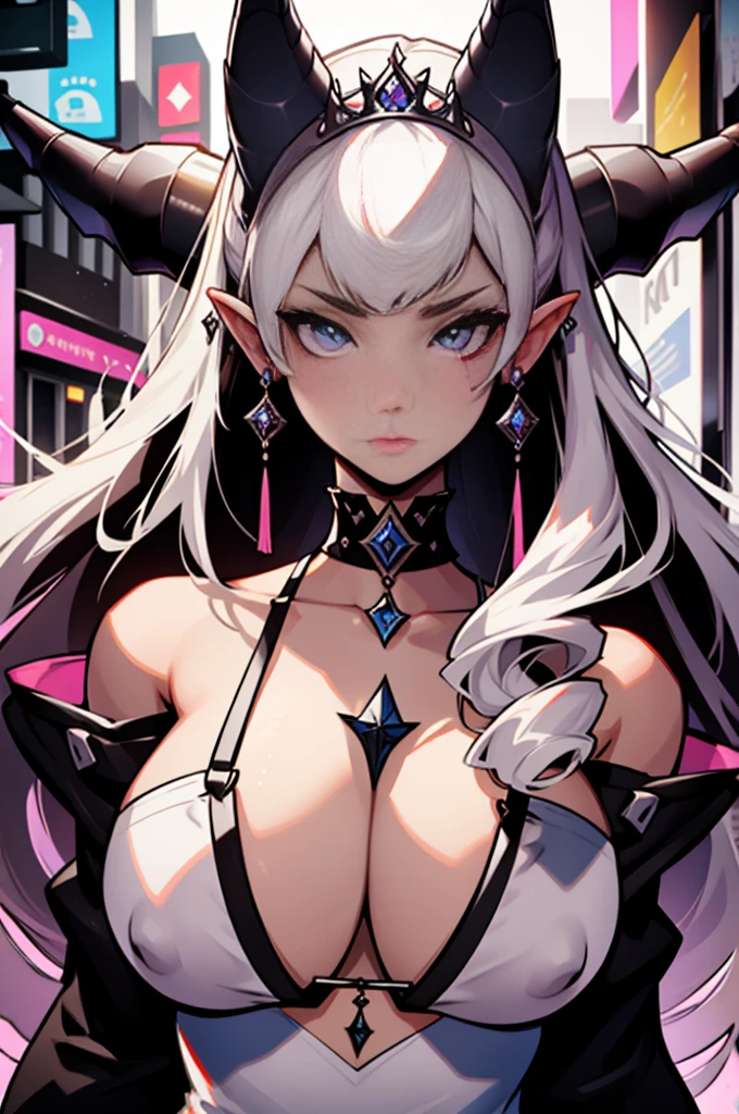 (Best Quality) (masterpiece ) Perfect Face. cute & Evil young beauty princess of New York City.