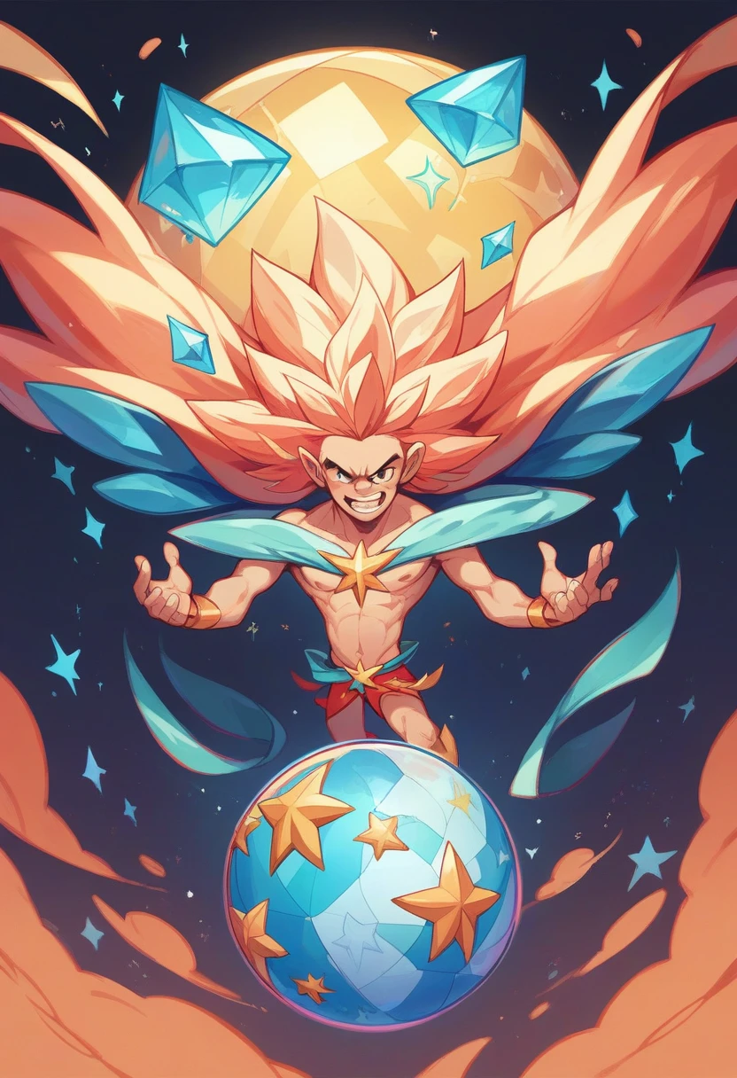 Image of a crystal ball, magical power inside the ball , horoscope tellers ball , ball kept on the top of a golden stand , dark background , dark clouds , thunder in the clouds 