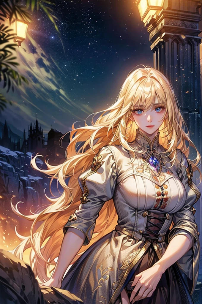 a beautiful young blonde saintess, fantasy world, detailed face and eyes, long hair flowing, elegant underwear, detailed intricate design, volumetric lighting, cinematic lighting, fantasy landscape, serene environment, vibrant colors, seductive, sexy, detailed