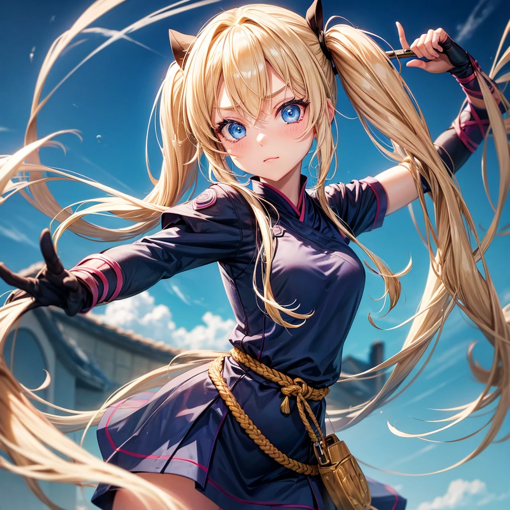Blonde, pigtails, and Blue eyes and whiskers, Lilli village ninja woman