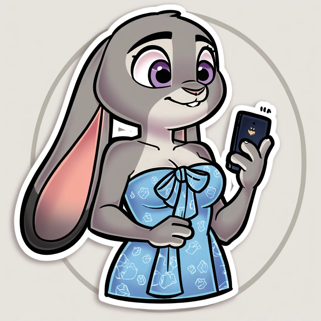 score_9_presence, score_8_up, Judy Hopps, wrapped in towel medium breasts, holding phone
