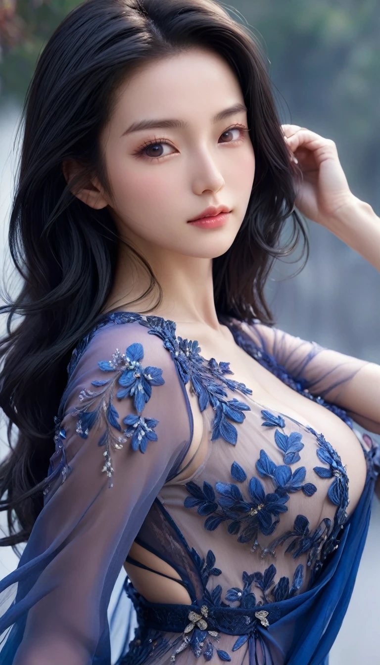 ((最大16K解像度のmasterpiece:1.6)),beautiful,Highest quality,Absolutely wonderful,Very detailed,Ultra-high resolution,masterpiece,Realistic,Realistic,Increased depth of field,Cinematic Light, 
One elegant mature woman, Long black hair,精巧なディテールのbeautiful顔,Face with a gentle expression,Transparent white skin,Very delicate skin texture,Great proportions,Glamorous Body,Anatomically correct body, 
high slit dress,Gorgeous colors,Gorgeous and detailed pattern,Beautifully detailed pattern,Detailed cloth texture,
Dark Background,Dramatic Angle,