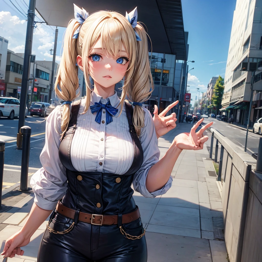 Woman Blonde, pigtails, and Blue eyes and whiskers, Big and y