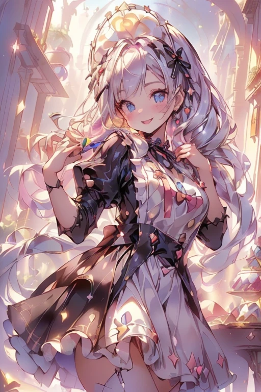 (perky chest:1.2), (pointed chest:1.2),(((Black Tunic:1.3))),(((cakes and bread in the basket),Cute and beautiful girl,Cute round face,Cute smile,with blush cheeks,Red Lip,a girl 16 years old, nsfw:1.3, beautiful body:1.3), shinny skin, BREAK, ((alice in the wonderland:1.4, cute, kawaii, lovely, funny, a girl falling down from sky:1.4, the girl is flying in sky:1.2, girl floating in air:1.3, rolling upskirt by wind:1.5, (with sparkling eyes and a contagious smile),open mouth, Looking at Viewer, surprised, putting hands on crotch over the skirts:1.5)), BREAK, ((floating things as follows:1.3, PlayingCards, Trump, tea cup, tea pot, tea spoons, pocket watch:1.3, lip sticks, candies:1.2, cookies, jam bottles, classical door_keys)), ((long purply_Blue dress :1.5, wearing long flaired skirt:1.3, the skirt is blowing:1.3, cute White Apron, black stockingedium long platinum-blonde hair:1.2, twin tail hair:1.6, tied hair with a cute ribbon), (Blue eyes, bright pupils with highlights, detailed eyes), (lying down on your back:0.7, spreading legs with rising up straight:0.7), sexy posture, fantastic colorful art, (fantasy art:1.3, wondered images), ((correct anatomy:1.5, perfect anatomy:1.3, correct hand, )),
