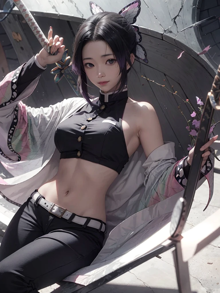 Shinobu kocho, demon slayer, sexy body, half showed