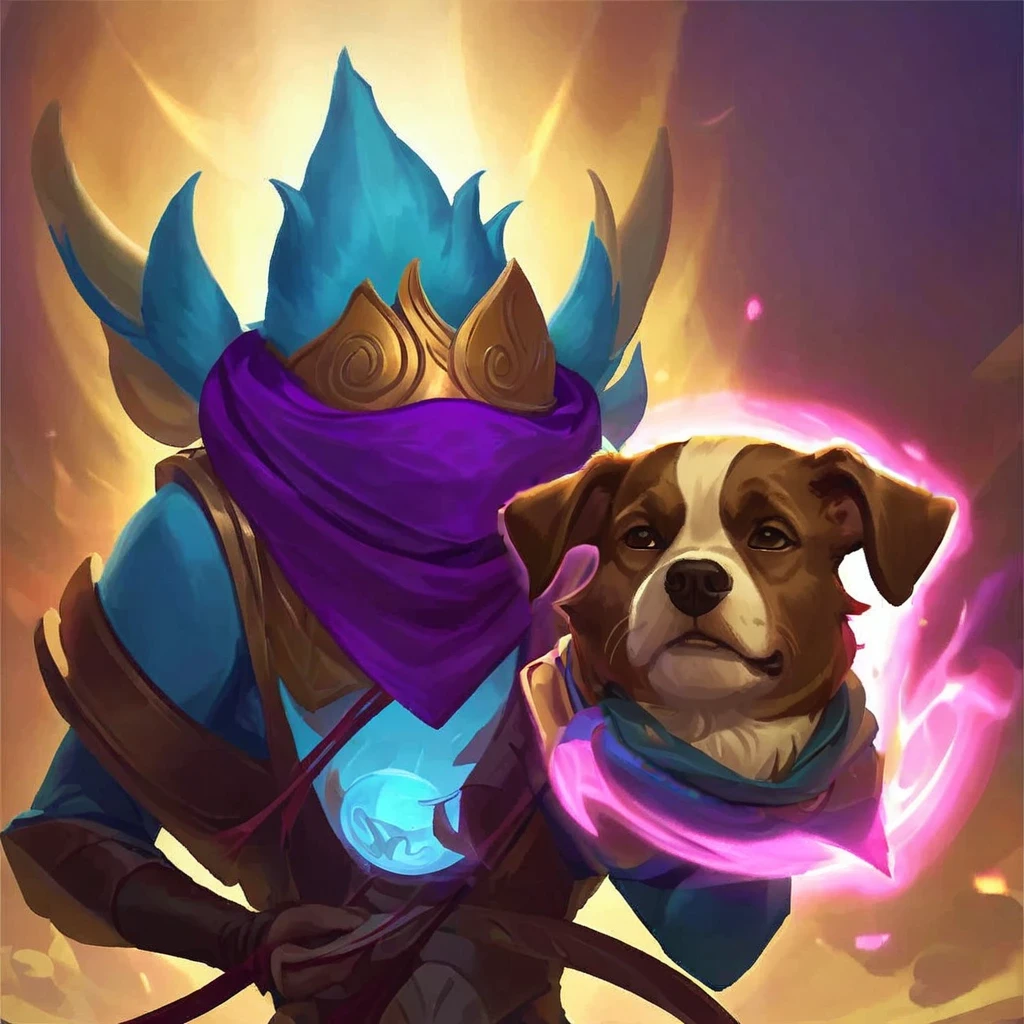 I want an icon of a character with rustic clothes and brown hair and his pet dog by his side