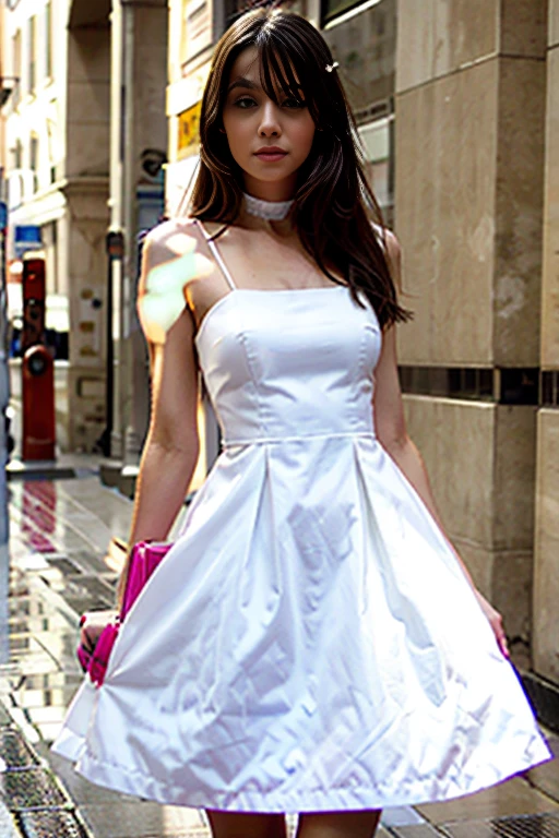 make a picture of her in a white dress