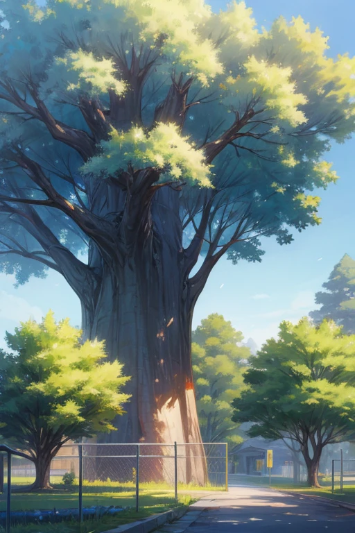 A school trees around