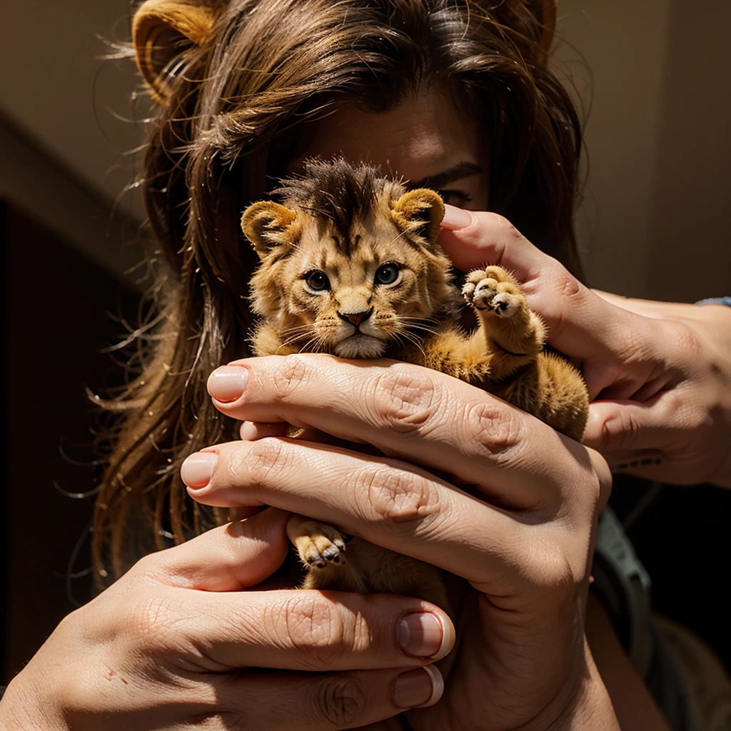 The smallest Lion of the world, being held in a finger,
in the style of Pixar --ar 2:3 --q 2 --v 5