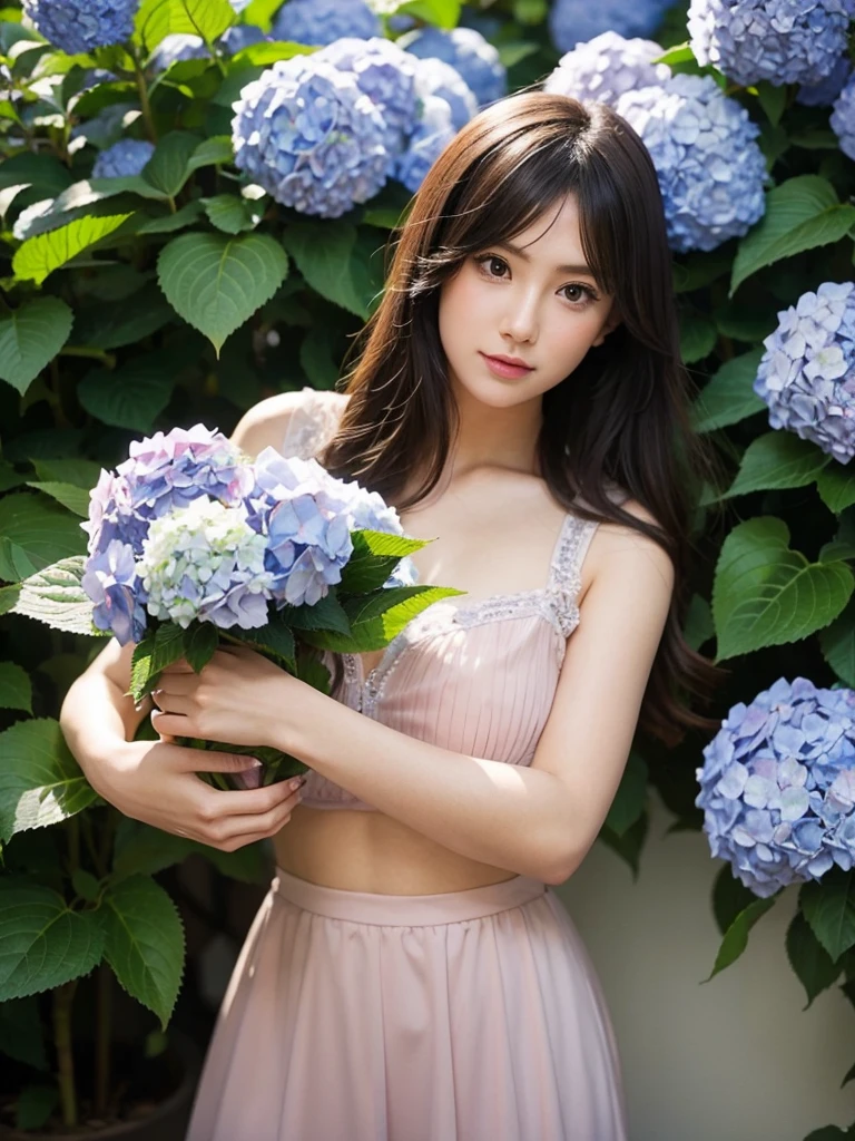 hydrangea Girl Cat