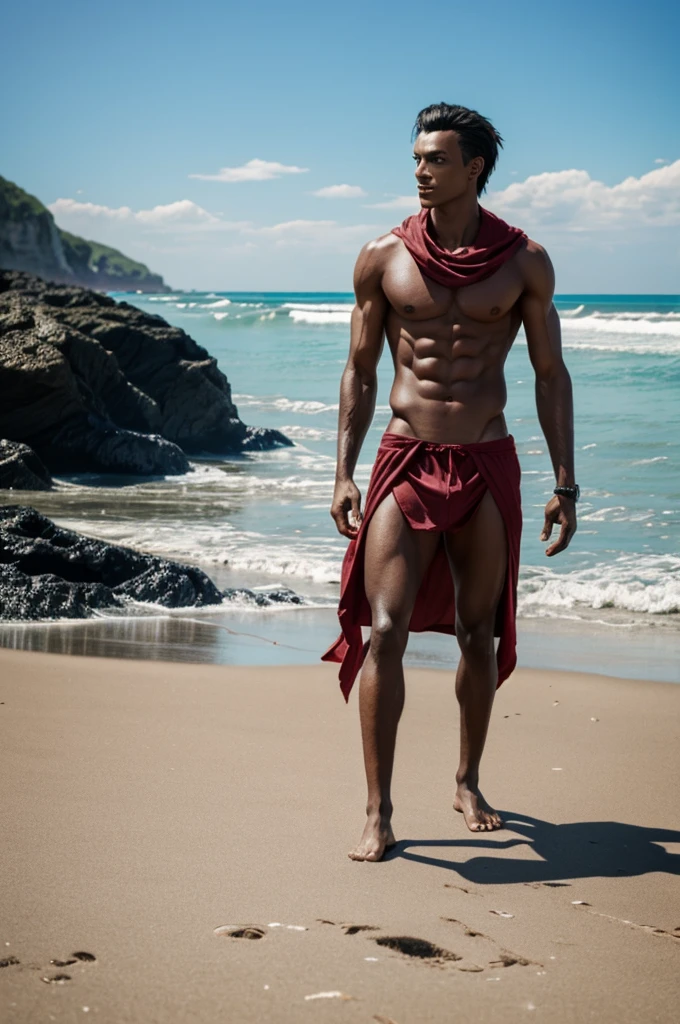 Aatrox in human version on the beach
