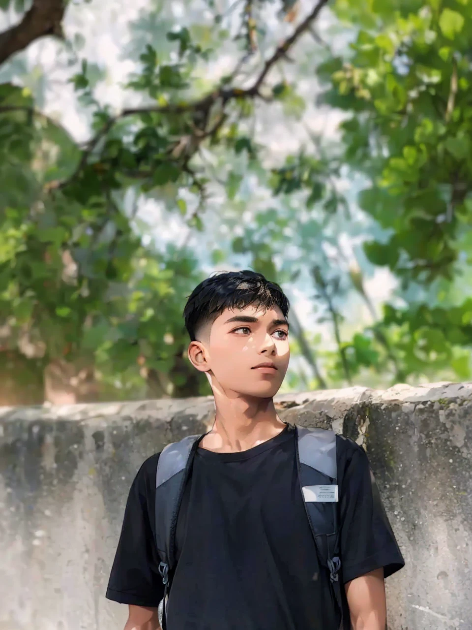 (in 8K、top-quality、​masterpiece:1.2)、1 boy、short-haired、Hair short、Brown-skinned、Purple View、
