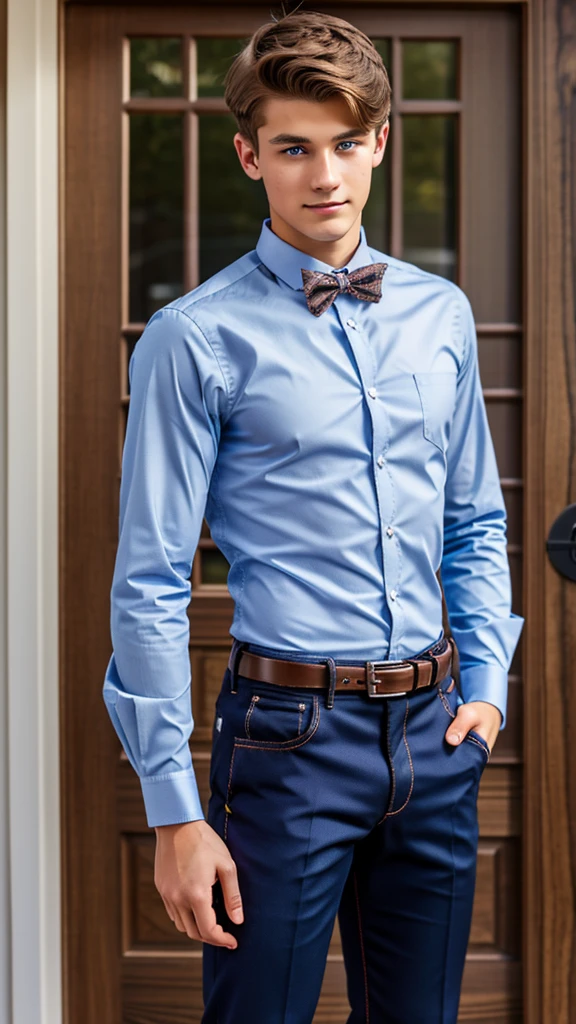 19 year old male wearing bow tie and lomg sleveed button up with belt and tucked in
4K HIGH REZ
Physical Description: Brown colored hair and skinny build. 5"5 and 150 LB. Blue eyes.
.