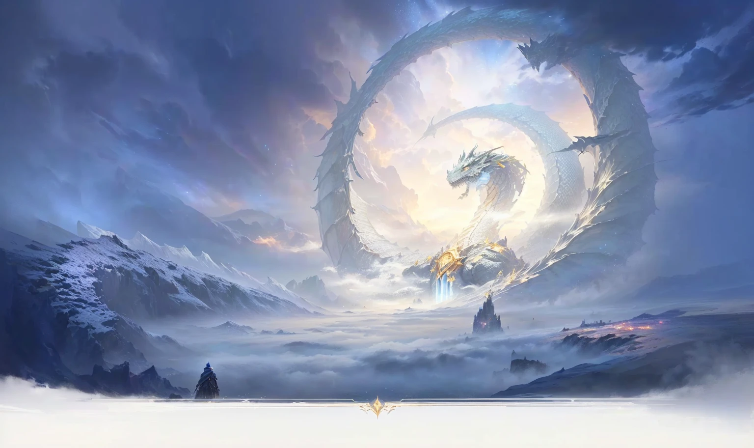 There is a painting in the sky,There is a dragon and a man in the painting, Kingdom of Light Background, riot games Concept Art, Gorgeous border + Concept Art, Stunning mysterious background, Stormlight Archives, 8K HD wallpaper JPEG artifact, 8K HD wallpaper JPEG artifact, Concept Art artwork masterpiece, fantasyConcept Art, library of ruina Concept Art, background technology
