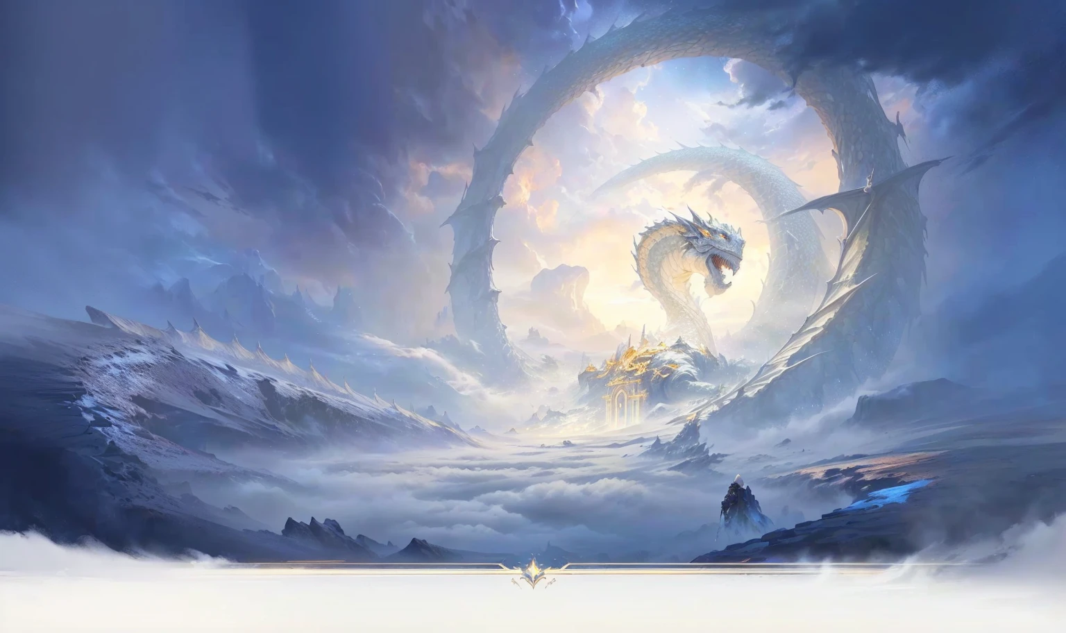 There is a painting in the sky，There is a dragon and a man in the painting, Kingdom of Light Background, riot games Concept Art, Gorgeous border + Concept Art, Stunning mysterious background, Stormlight Archives, 8K HD wallpaper JPEG artifact, 8K HD wallpaper JPEG artifact, Concept Art artwork masterpiece, fantasyConcept Art, library of ruina Concept Art, background technology