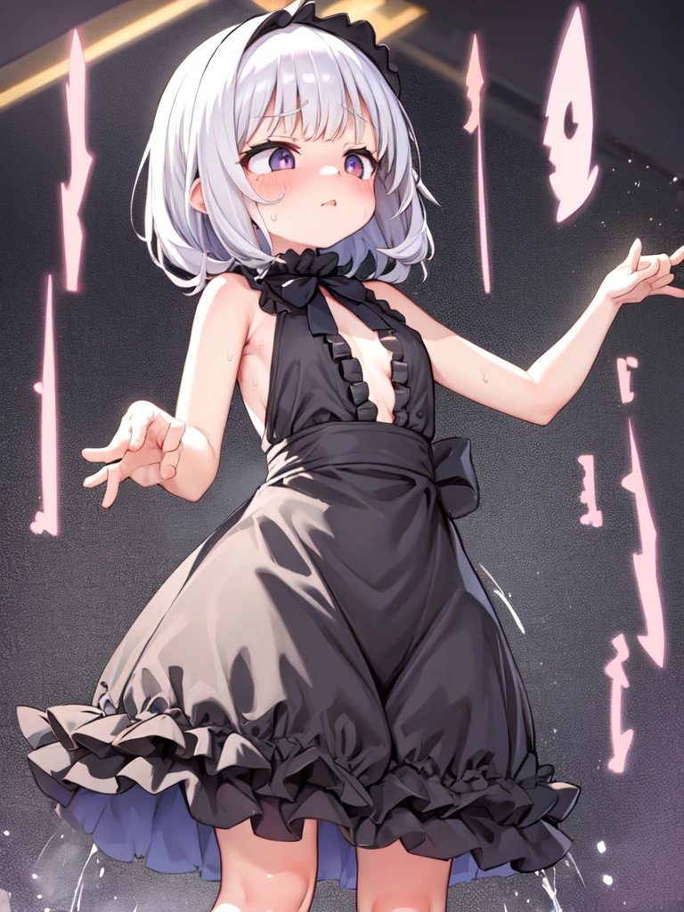 woman, Frill dress、From below、Fly Hearts、Sweaty、Embarrassing、Standing pee、tits
