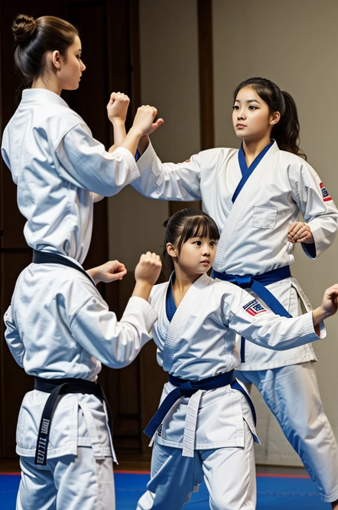 Pretty girls in karate suits