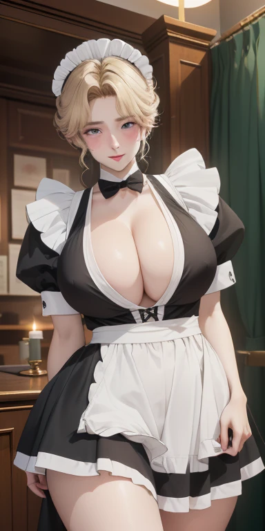 (((Full and soft breasts,)))(((Huge breasts))) (((Cleavage))) (Perfect curvy figure), (masterpiece), best quality, Extremely detailed, Perfect hands, Perfect legs, Delicate eye expression, 1 girl alone,, whole body,maid(Black, mini skirt),maid headdress, Skirt lift,  At midnight, 客厅Walk廊(hidden, Only candles are glowing), Walk,,Squint your eyes, Smile, Large Breasts. (((cleveage)))8K, Extremely detailed, Fair and aesthetic, high quality, Fair, masterpiece, best quality, eternal, rely, Radiant Skin, Sticking out tongue of mouth, blush, Sexy body, definition, Perfect eyes, Sticking out tongue, blush, Strabismus,（Tears in the eyes, Saliva residue）, The hem of the skirt is wet, Brushed, photography, 8K, Human Development Report, high resolution, absurd:1.2, Kodak Portrait 400, Film Grain, Blurred background, Bokeh:1.2, lens flare, (Energetic_color:1.2),专业photography师