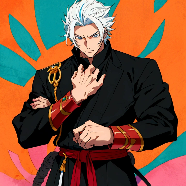 anime man looking down at hands fondly