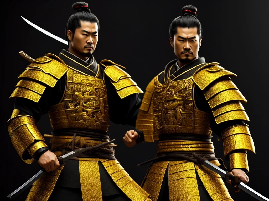 A samurai with a golden katana