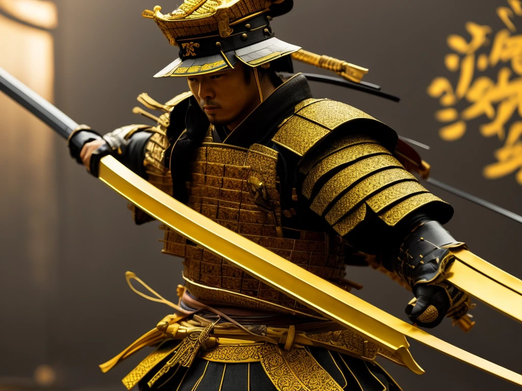 A samurai with a golden katana