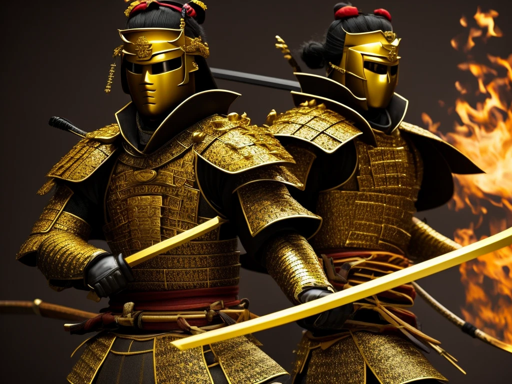 A samurai with a golden katana
