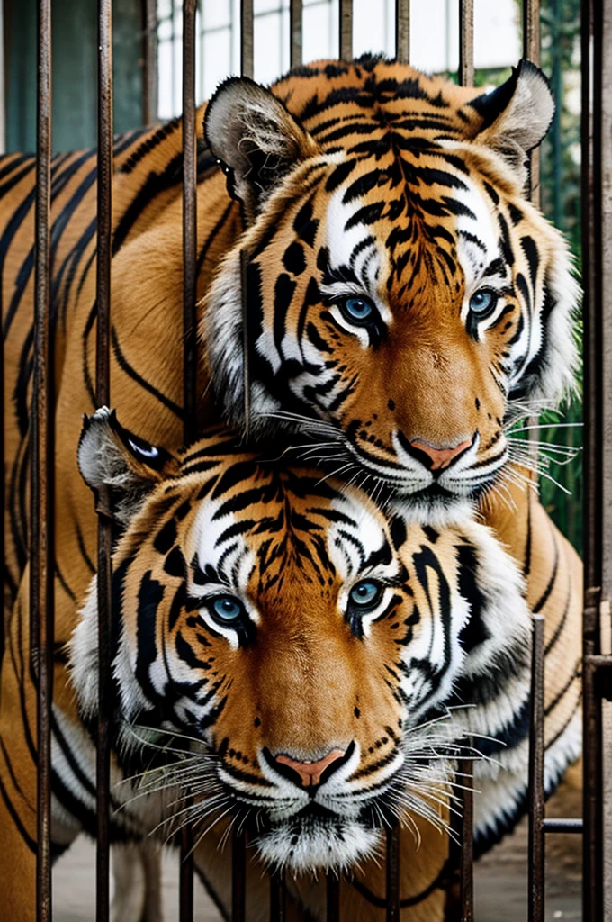 In another cage was a tiger and his wife