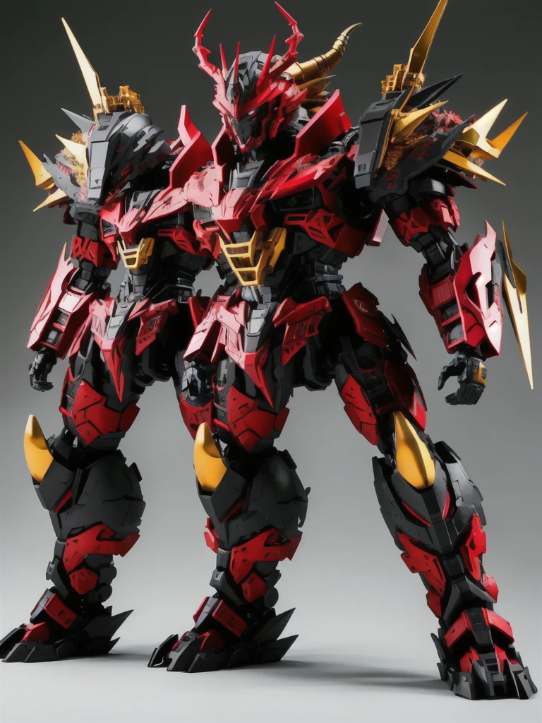Mechagodzilla red and black fight with mecha stag bettle black and gold color 