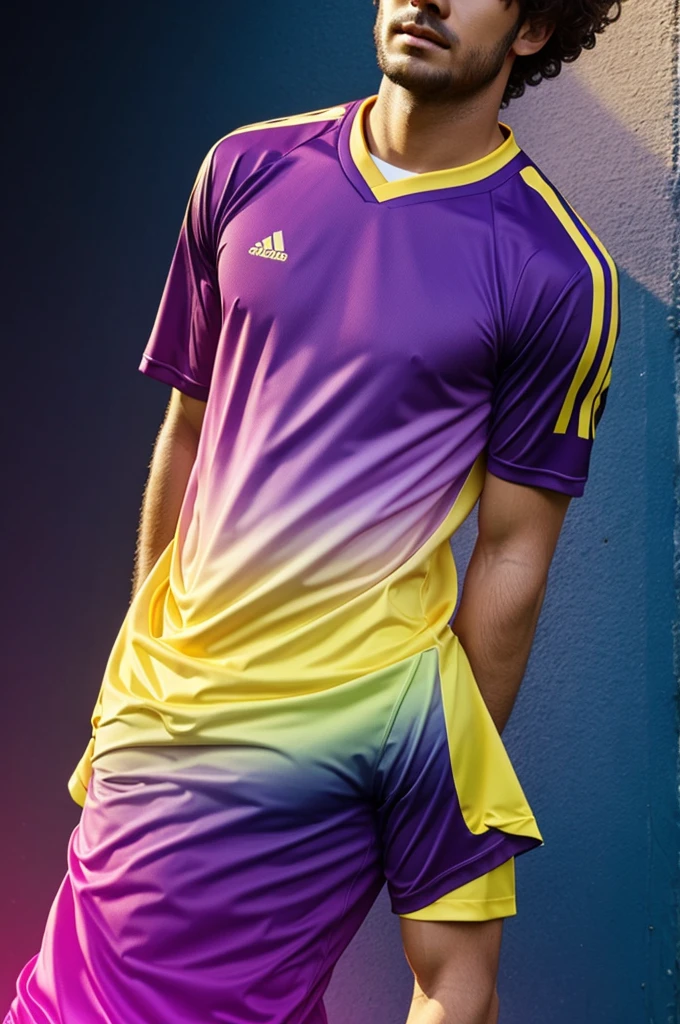 Make a yellow football shirt with purple gradient
