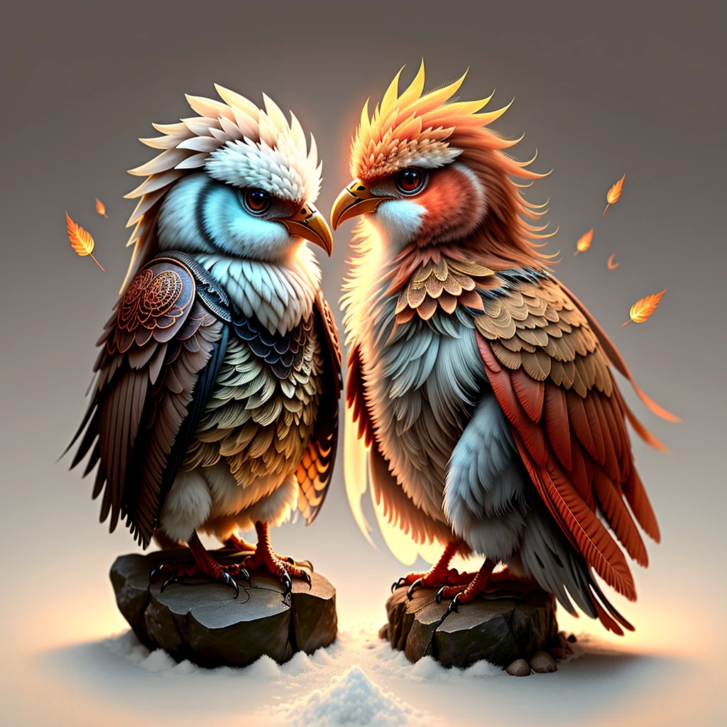 Superior image quality、"Create cute creature masterpieces with inspired, ultra-detailed concept art. Let your imagination come to life", ((Immortal birds))、（phoenix）、（fengxi）, high detaild, in 8K、Superior image quality、Week、one is magic、The backdrop is the magic of fire