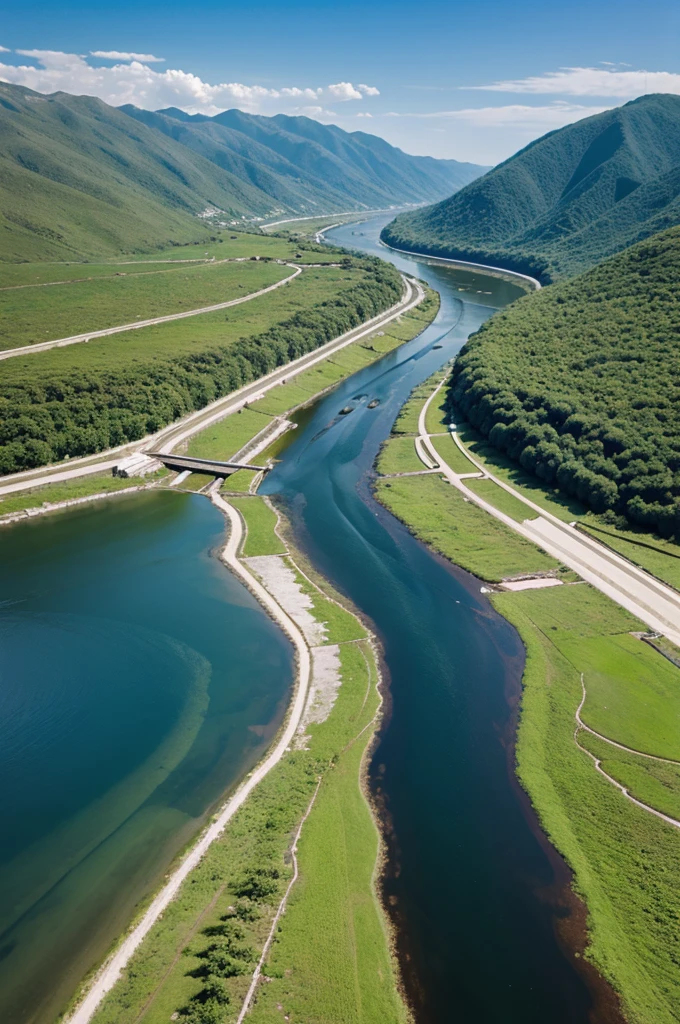river split into two parts