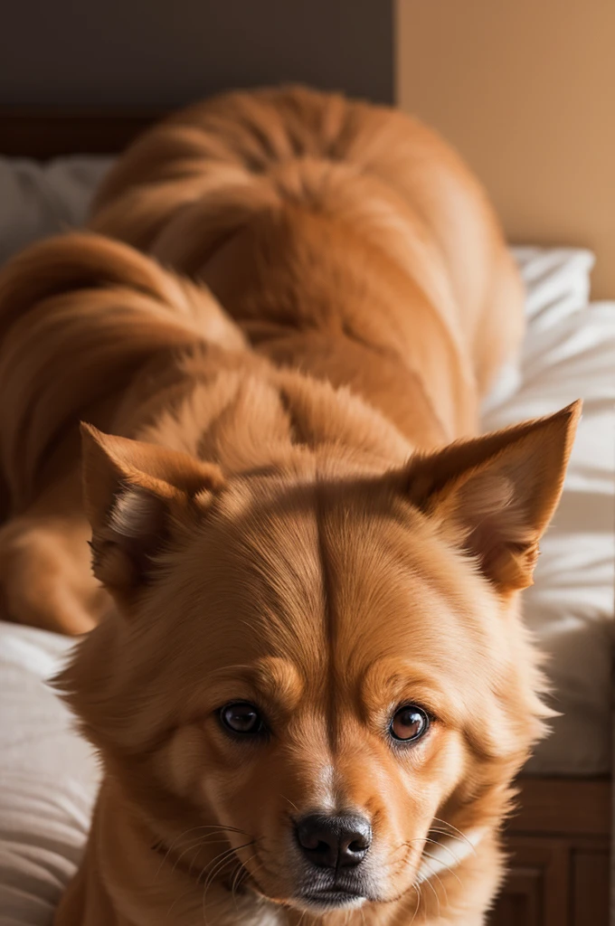 Angry human caramel dog
