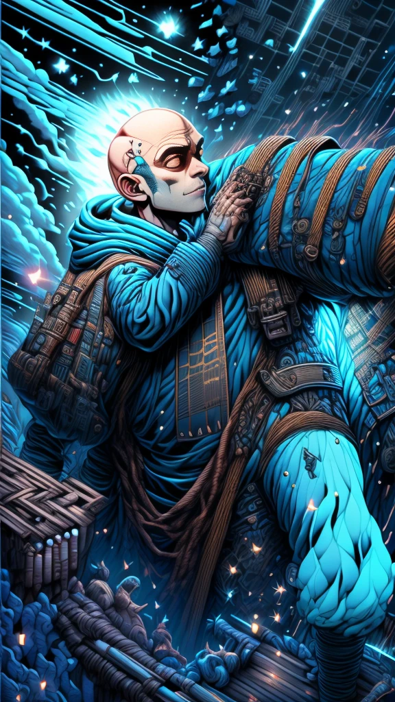 Beautifully made, high-resolution 4K masterpiece Draw a young caramel skin Male with bald Hair, Stand on a mysterious path,This road floats in the middle of another dimension,Leading to an entrance , Back to the audience , From the back , surrounded by Colorful energy Orbs glowing with fiery auras rest Dramatic lighting from distant SHooting stars Glistening like Diamonds illuminates the scene, Deep shadows are cast on the clothes wearing streetwear Gucci Mink Designer Outfit, looking at the Portal and mysterious Contrasting colors on the other side with wonder and Awe with curiosity ,rest,detailed,Practical,4k 高度detailed数字艺术,Octane Rendering, Bioluminescence, rest 8K resolution concept art, realism,Produced by Mappa studios,masterpiece,best quality,Official Art,illustration,Clear lines,(Cool_color),Perfect composition,absurd, fantasy,Focus,Rule of Thirds. The work should have intricate details, Inspired by techniques from renowned artists like Ryan Yee, Sachinteng, JC Leyendecker, Just a joke, beeping sounds, and James Jean, with a particular emphasis on Sachinteng's style.
Artworks should reflect the aesthetics of new prints, Behance competition winner, And should achieve perfect symmetry. The subject of the portrait is a male with bald hair and caramel skin.. The atmosphere should be ethereal, Smoke, White light, and strong light elements.
Incorporate elements of surrealism into the piece, With extremely delicate features and sparkling eyes. Full-body photos should also include close-ups of the body, Akuma holding weapons - Katana and Double Dragon Entanglement.
The color palette should be dominated by a mesmerizing blue light, Bracers should be part of the garment. The work should be available in high definition, Ultra HD, and 4K resolution. at last, Add drama, Includes thunderous background scene, creating a surreal and captivating masterpiece.