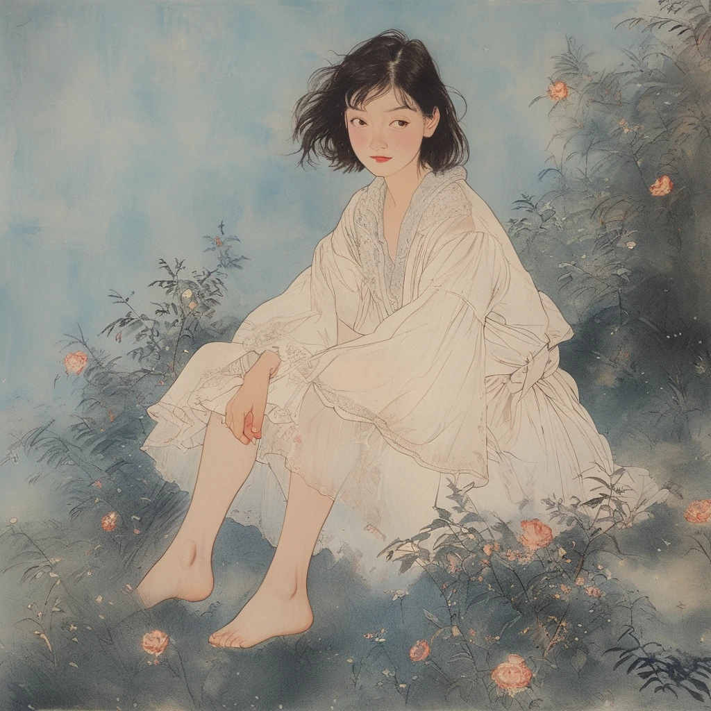 Girl holding her knees