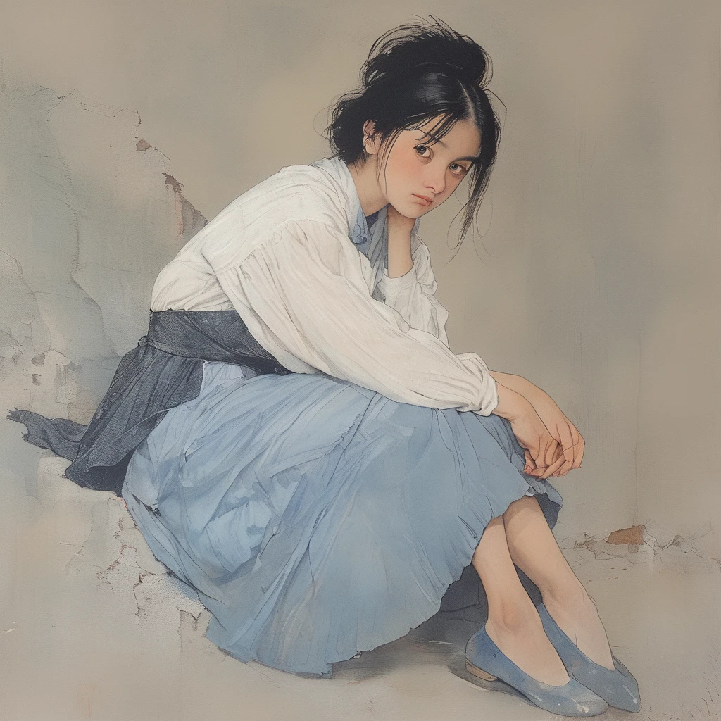 Girl holding her knees