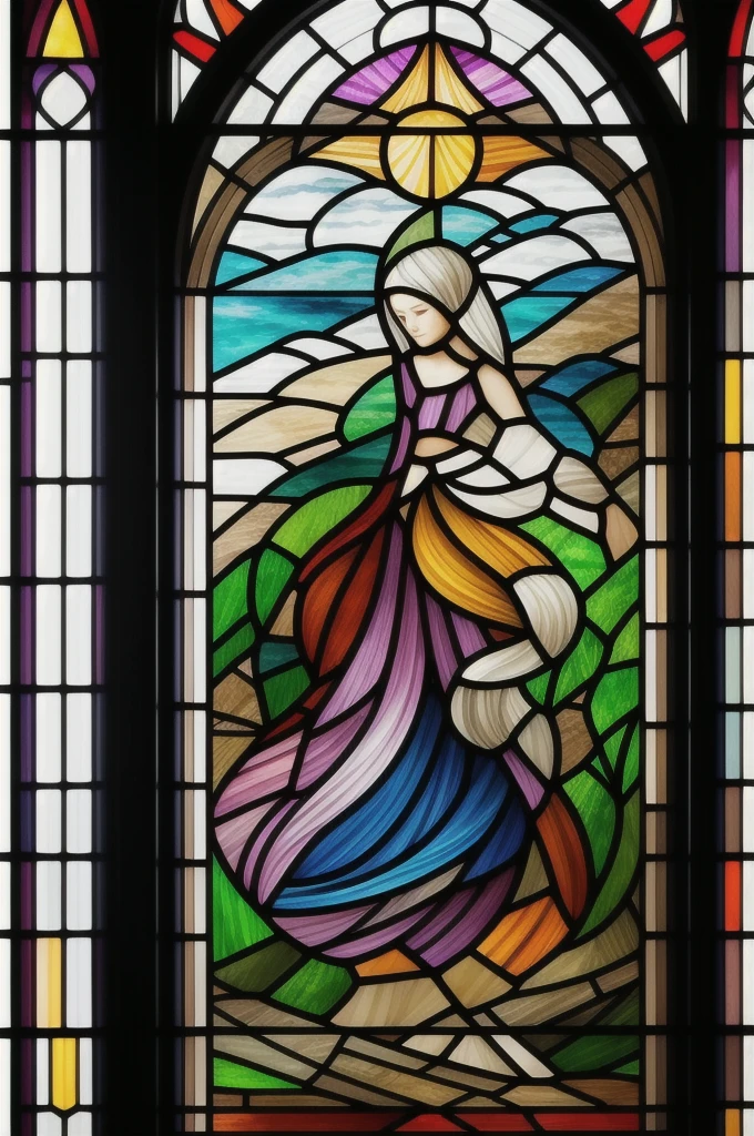 a picture of a stained glass window, intricate art, by Mario Dubsky, stained glass art, amethyst stained glass, detailed art in color, by Robert Richenburg, by Adrienn Henczné Deák