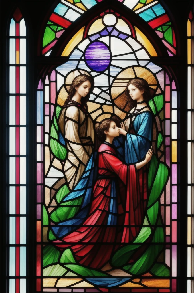 a picture of a stained glass window, intricate art, by Mario Dubsky, stained glass art, amethyst stained glass, detailed art in color, by Robert Richenburg, by Adrienn Henczné Deák