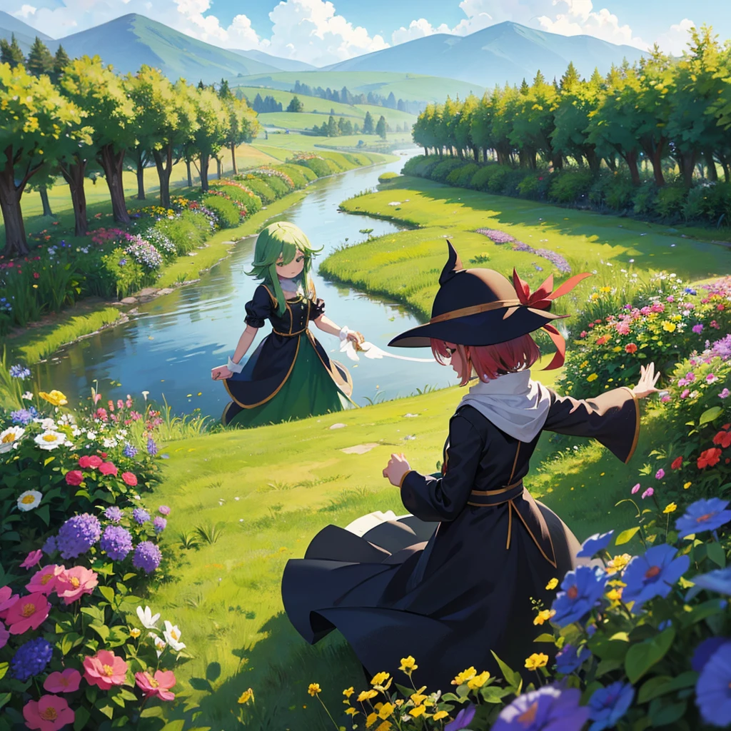 participant rune: Ralsei and Chris holding hands in a field of flowers