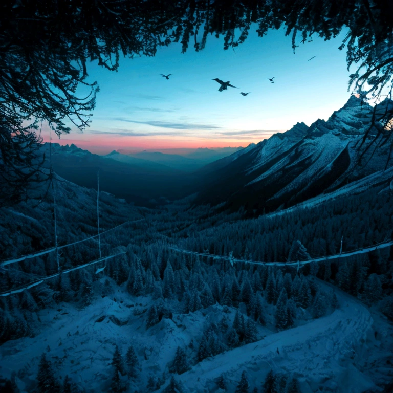 flock of Birds flying over a snowy mountain with trees, 自然纪录片Stills, 自然纪录片Stills, Birds flying, Birds in flight, Birds flying away, Birds flying in the distance, Mountain View. Stills, Birds Overhead, Stunning footage, Birds, Thomas Dubois, Bird, Mountain Snow, impressive winning photo, Daniel Richter