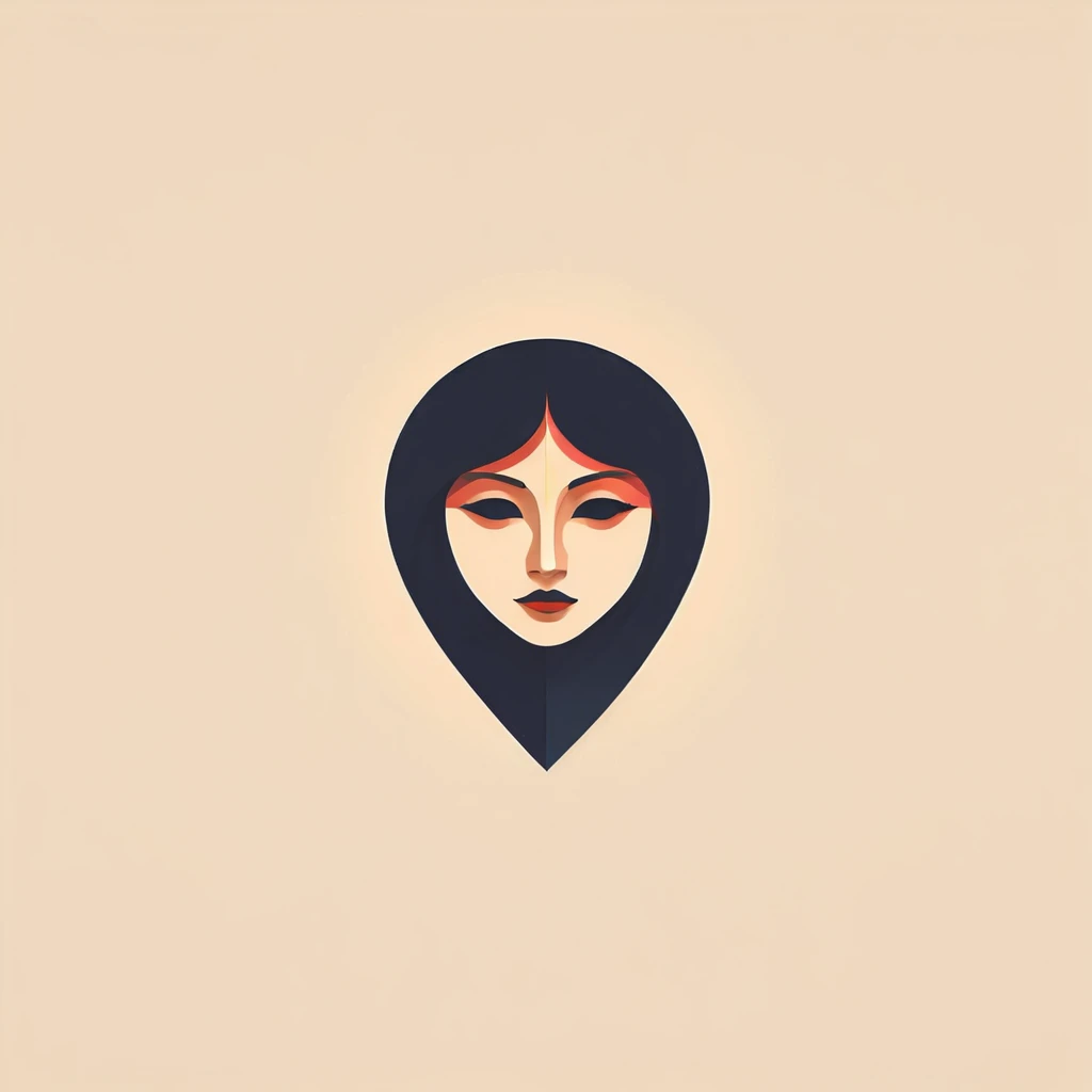 Geometric abstract logo, simplicity, vector, minimal, symmetry portrait, shade of emotion