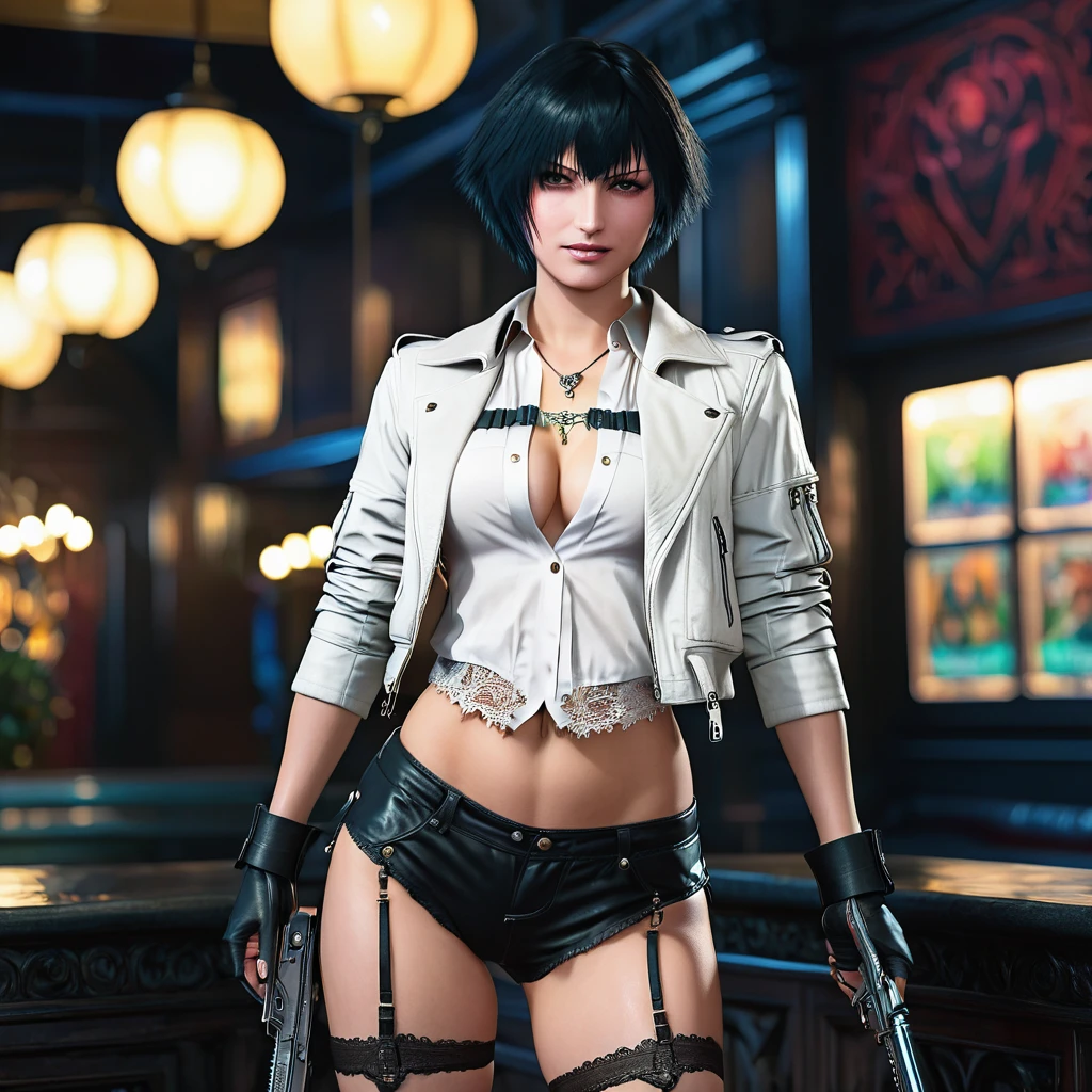 rating_explicit, lady (from devil may cry 5:1.1), naked, short black hair, doggystyle sex