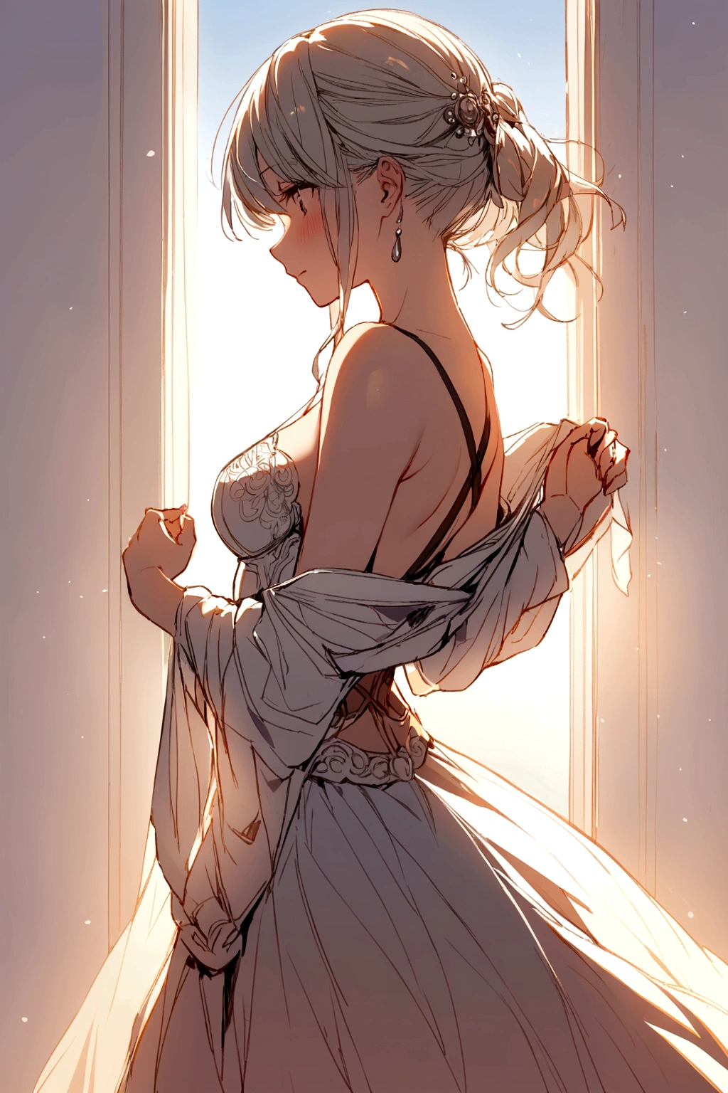1 girl undressing