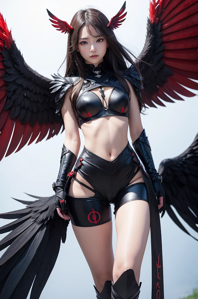 Raising a with red eyes and wings