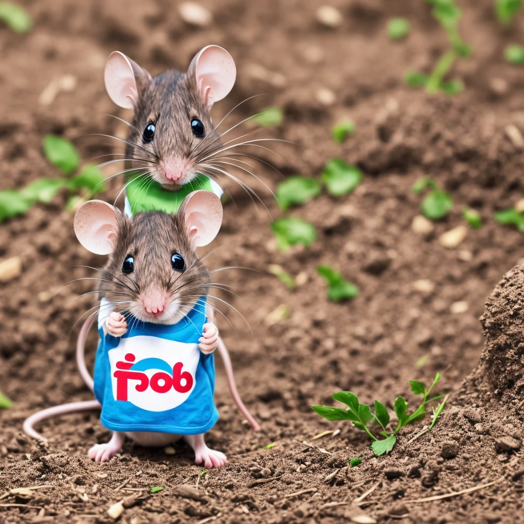 Create a cute and engaging image of a mouse wearing a t-shirt with the iFood app logo. The mouse should look friendly and appealing, with the iFood logo clearly visible on the t-shirt. The design should be vibrant and fun, capturing the playful and approachable nature of the iFood brand. Ensure the image is high-quality and suitable for use on social media or promotional materials