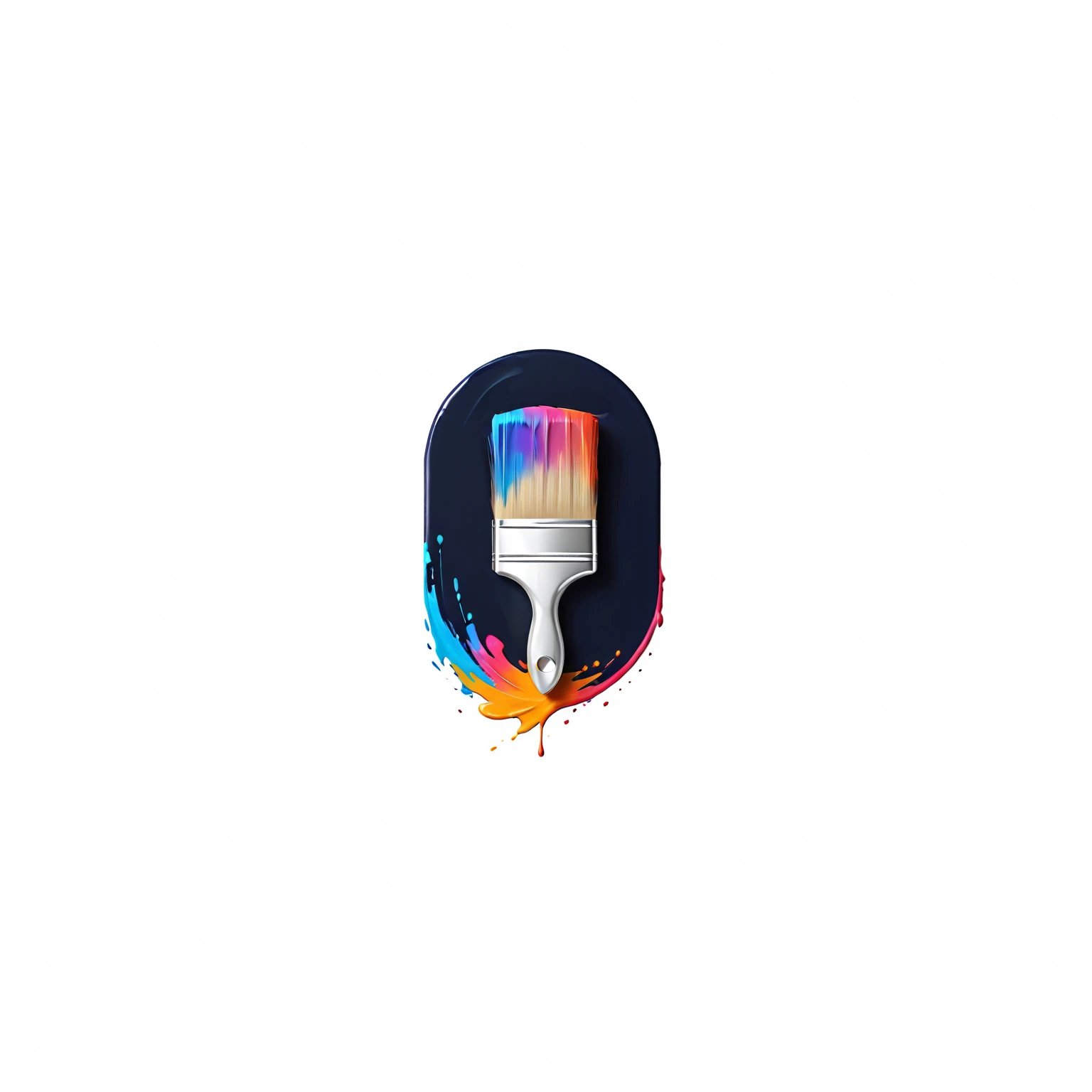 a beautiful detailed digital painting of a paint brush in a circle logo, centered composition, highly detailed, dynamic brush strokes, vibrant colors, glossy surface, elegant typography, minimal background, clean design, photorealistic, cinematic lighting, 8k, masterpiece