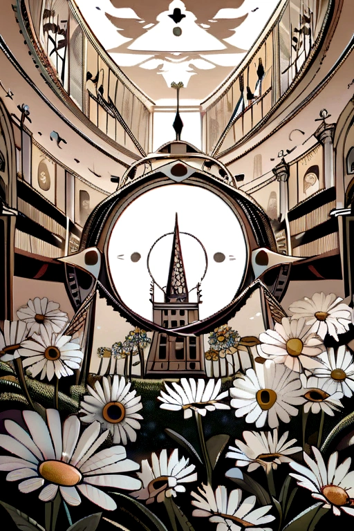 Create a chapter logo from an image of London surrounded by daisies 