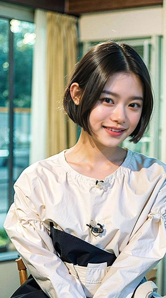 (Small Tits), (18-year-old), (very small head), dawn, sunlight, (Perfect body:1.1), (8K), (Very delicate and beautiful), (Highest quality:1.0), (Realistic), Realistic Shadows, (High resolution:1.0), Detailed skin, Very detailed, the body is slim, (Beautiful Hair, Real Hair, Thinning hair), blush, Realistic, Realistic Face, Realistic eyes, Small eyes, smile, (eyeliner), (mascara), (eye shadow), whole body、Open leg pose、Nipples、naked、Thick pubic hair、Bobcut